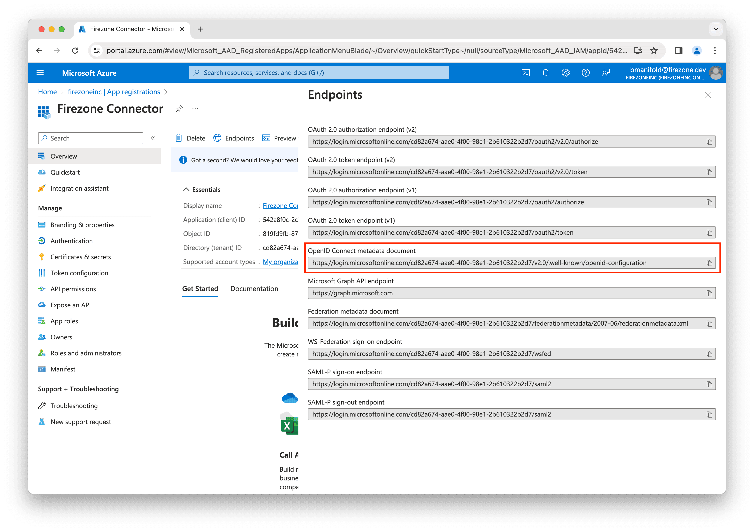 endpoint details OIDC config